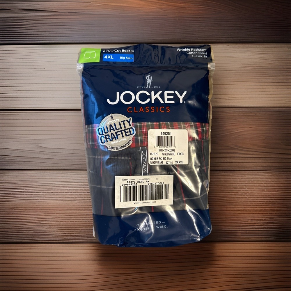 Jockey Men's Big Man Full-Cut Men's Size 4XL XXXXL -2 Pack Cotton Blend‎  New